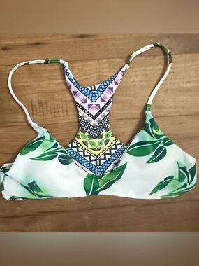 Reversible Bikini Top – Tropical / Geometric Print”